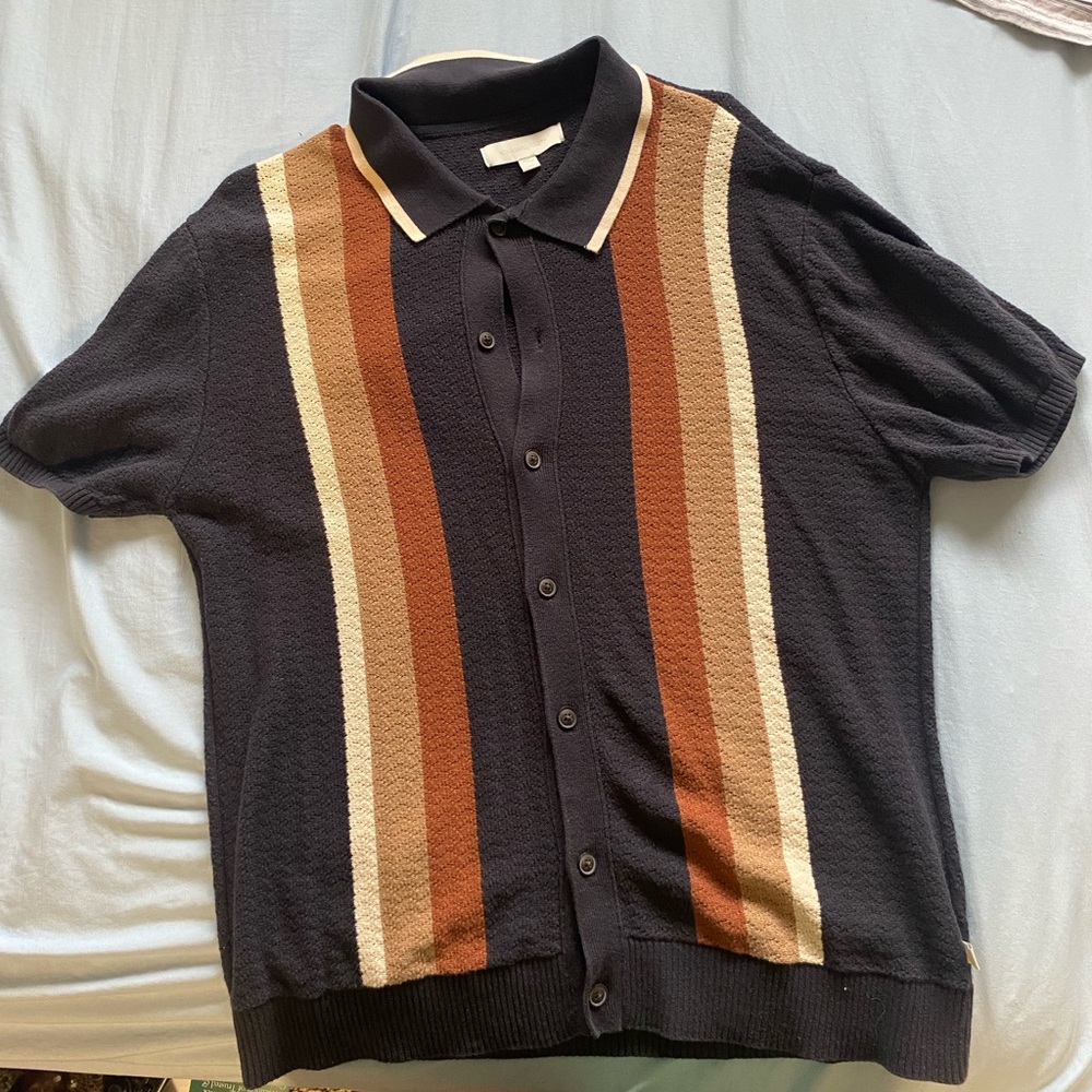 Standard Cloth Bowling Stripe Short Sleeve Sweater